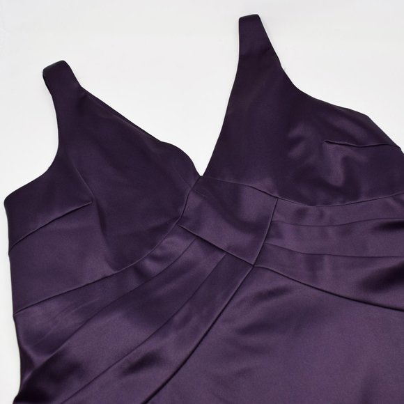 JS Collections Evening Cocktail Dress Women 16 Satin Eggplant Purple Event Prom - Picture 8 of 12